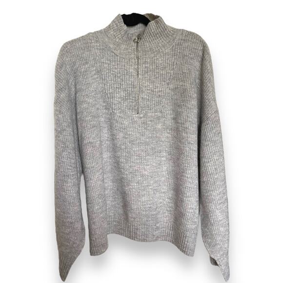 Nine West Womens Sweater Size XXL Gray Fox Heather Quarter Zip Pullover NEW - Picture 3 of 6